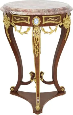 Produktbild von Casa Padrino Barock Beistelltisch Braun / Gold / Rot Ø 55 x H. 78 cm - Runder Massivholz Tisch im Barockstil - Barock Wohnzimmer Möbel