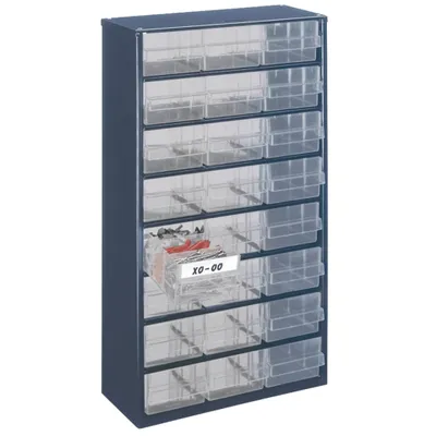 Productafbeelding van Raaco kleinonderdelenopslag 150-02 M.24, lade, afmetingen 24 x 154 x 91 x 64 mm, totale afmetingen 150 x 306 x 552 mm