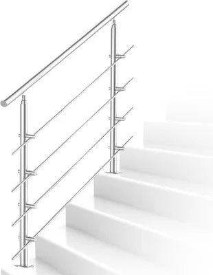 Produktbild von EINFEBEN Treppengeländer 160cm 5 Querstreben Edelstahl Geländer und Handläufe Balkongeländer Aufmontage Treppe Brüstung Balkon Pflegeleicht Innen und Außen Brüstung
