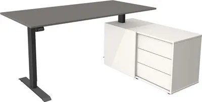 Produktbild von Kerkmann Schreibtisch Sitz- /Stehtisch Move 1 anthrazit mit Sideboard grafit