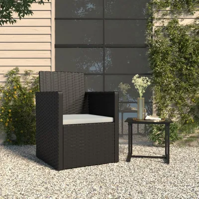 Produktbild von Möbel Gartensessel mit Kissen Schwarz Poly Rattan - Gartensessel 362320