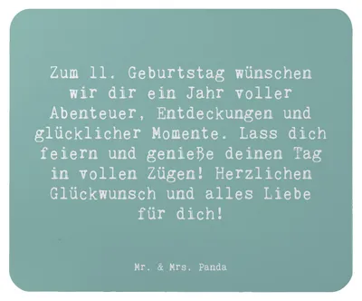 Produktbild von Mr. & Mrs. Panda Mauspad Spruch 11. Geburtstag Wunder - Meeresbrise - Geschenk, alles Liebe, mousematte, Herzlichen Glückwunsch, Mouse Pad, pc mousepad, Happy Birthday