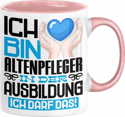 Produktbild von Altenpfleger Ausbildung Tasse Geschenk Ich Bin Altenpfleger In Der Ausbildung Ich Darf Das Geschenkidee Spruch (Rosa)
