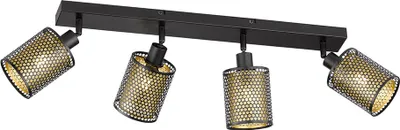 Produktbild von Deckenlampe, Gitter Design, 4-flammig, schwarz gold, L 64cm