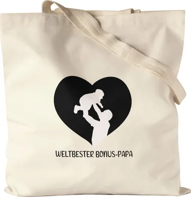 Produktbild von Weltbester Bonus-Papa Jutebeutel Stoffbeutel Canvas Spruch Liebe Vatertag Geschenkidee Bester Stiefvater