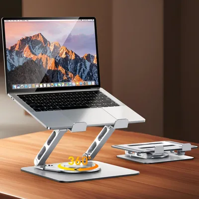 Image de Support ergonomique pour ordinateur portable, rotatif à 360°, avec ventilation, compatible avec les ordinateurs portables de 10 à 16 pouces