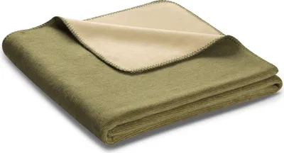 Produktbild von Biederlack Plaid mit Zierstich Melange Doubleface Farbe oliv-sahara Größe 150 x 200
