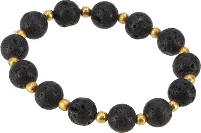 Produktbild von Mala Armband, Handmala, Buddhistischer Schmuck, Perlenarmband 10 mm - Lava, Schwarz, Halbedelstein, Armreifen & Armbänder Modeschmuck