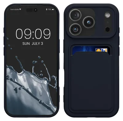 Produktbild von kwmobile Handyhülle für Apple iPhone 17 Pro Hülle mit Kartenfach - TPU Case - Kabelloses Laden - Schutzhülle Cover in Dunkelblau
