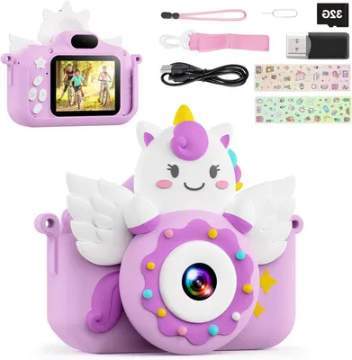 Immagine prodotto di Macchina fotografica digitale per bambini - Fotocamera per bambini - Scatta foto - Doppio obiettivo da 20MP - 115 cm - Rosa