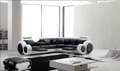 Produktbild von Designer Sofa Couch Ecksofa Leder Textil Polster Garnitur Wohnlandschaft L Form