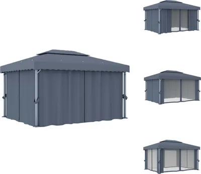 Immagine prodotto di vidaXL Padiglione con tenda 4x3 m in alluminio antracite - Padiglioni e tende per feste