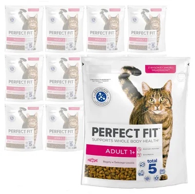 Produktbild von Perfect Fit Adult 1+ 12x750g Trockenfutter für ausgewachsene Katzen mit Lachs