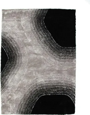 Obrázok produktu pre Extra mäkký koberec so sivočiernym kruhovým vzorom 160x230