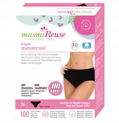 Zdjęcie produktu dla Organiczne majtki menstruacyjne rozmiar L z bawełny organicznej Masmi 1 szt