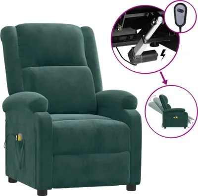 Image de Fauteuil de massage électrique vert foncé velours