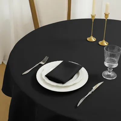 Obrázek produktu pro Kulatá ubrus, průměr 120 cm, omyvatelná, voděodolná, černá, polyester, pro venkovní použití