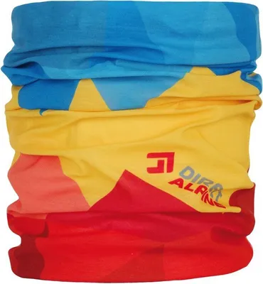 Buntes Multifunktionstuch in Blau; Gelb und Rot von DirectAlpine; geeignet als Schal oder Tuch.