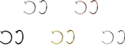 Produktbild von Nasenpiercing, Nasenstecker Titan Nasenring offen PLATTE WeißGold Innendurchmesser: 7mm + Stabstärke: 0,8mm