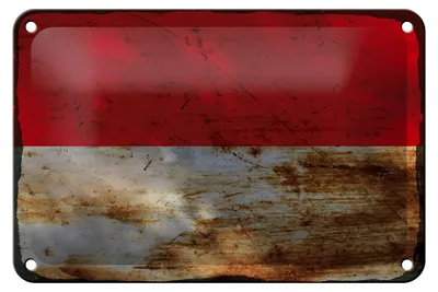 Produktbild von Blechschild Flagge Monaco 18x12cm Flag of Monaco Rost Dekoration