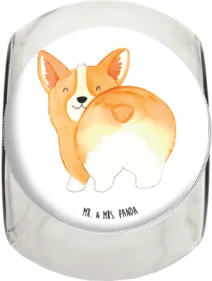 Produktbild von Mr. & Mrs. Panda Kaffeedose Corgi Po L 870ml - Weiß - Geschenk, Teedose, Vorratsglas, Hundemotiv, Bonboniere, glasbehälter, Hund, Aufbewahrungsdose, Motivation, Spruch