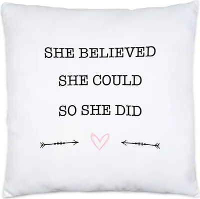 Produktbild von She Believed She Could So She Did Kissen inkl. Füllung Spruch Geschenk Frauenpower Frauentag Feminismus