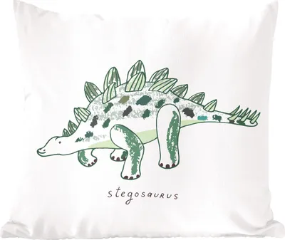 Produktbild von MuchoWow® Zierkissen Sofakissen Wohnzimmer Dekokissen 40x40 cm Kinderzimmer - Stegosaurus - Dinosaurier - Junge - Mädchen - Kinder - Foto Kissen - Schlafzimmer Dekoration