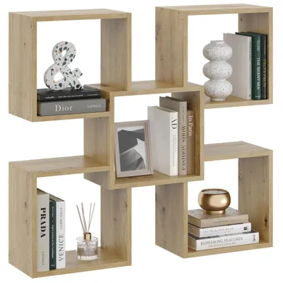 Produktbild von Wandregal Marta Eiche Artisan – modernes Hängeregal für Bücher und Dekoration, stabiles Regal für Wohnzimmer, Büro und Flur