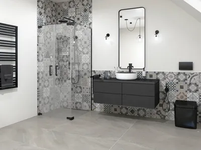 Produktbild von Jungborn Duschtür mit Seitenwand SETTE Pendeltür links Seitenwand rechts 100 x 100 cm Profilfarbe schwarz Klarglas mit s