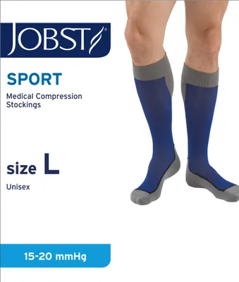 Produktbild von JOBST Sport Laufstrümpfe - Sportkompression für Damen und Herren - hilft, die Durchblutung zu verbessern - weich, leicht und atmungsaktiv, Königsblau