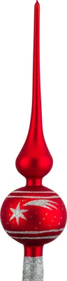 Produktbild von Weihnachtsbaumspitze Groß 35cm in Classic Rot Silber Komet
