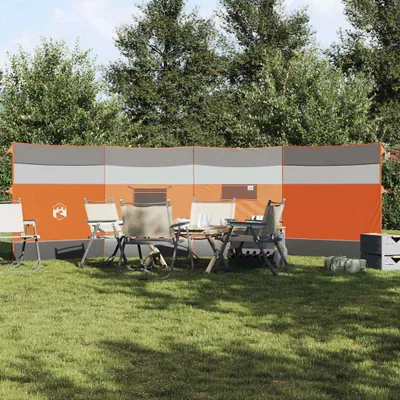 Zdjęcie produktu dla vidaXL Parawan kempingowy szaro-pomarańczowy 510x153 cm Wodoodporny