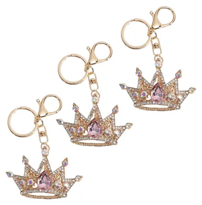 Immagine prodotto di 3 portachiavi a forma di , con strass, adatti a ragazze, donne, chiavi auto e borse. Ciondolo 3D scintillante, color rosa