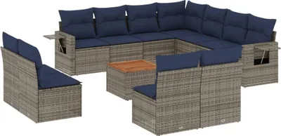 Immagine prodotto di vidaXL Set di divani da giardino da 12 pezzi con cuscini, grigio, polyrattan