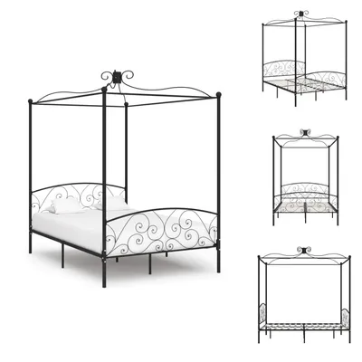 Obrázok produktu pre vidaXL Rám postele s baldachýnom čierny kov 120 x 200 cm - Postele a rámy postelí