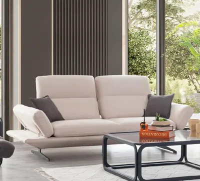 Produktbild von Sofa 3 Sitzer Polstersofa beige Textil Sitz Design Couch Sofas Stoff Modern