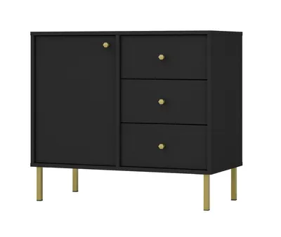 Image de Commode 2 tiroirs IROS - noir graphite / or