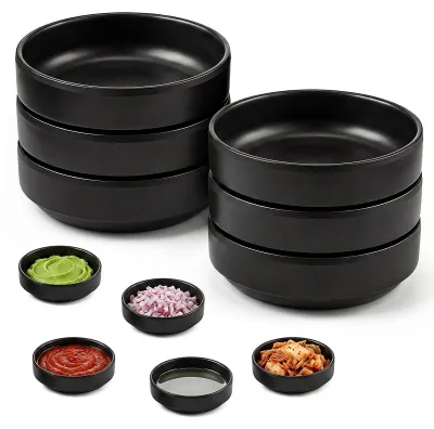 Immagine prodotto di Set di ciotoline, 6 pezzi, colore nero, dimensioni 8,8 x 2,5 cm, ideali per salse
