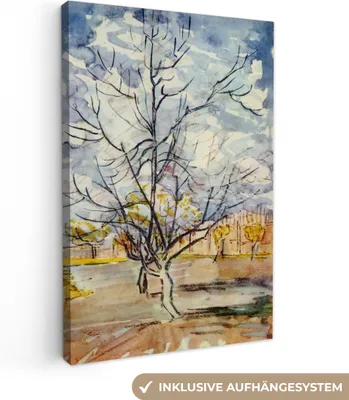 Produktbild von OneMillionCanvasses® - Leinwandbilder - 90x140 cm, Rosa Pfirsichbäume - Vincent van Gogh, Wandbilder Kunstdruck Wanddekoration - Wandschmucke - Schlafzimmer
