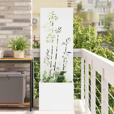 Obrázok produktu pre Maison Exclusive – Sieťka na ochranu súkromia do záhrady, kvetinový vzor, biela, 50 x 32 x 150 cm