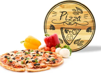 Produktbild von Drehteller mit Motiv 30cm Drehplatte Holz Pizzateller Vesperteller Käseteller