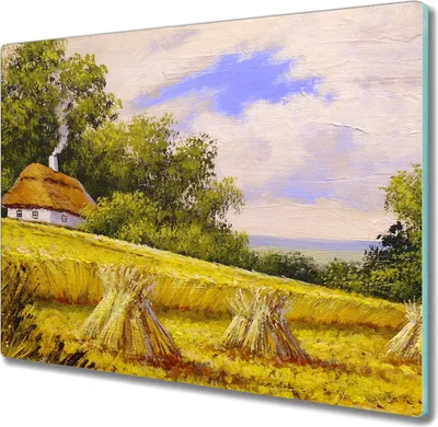 Produktbild von Coloray Küchenbrett Kochplattenabdeckung Hackbrett Schneidebrett Herdabdeckplatte 60x52 cm - Malerei Hüttendorf