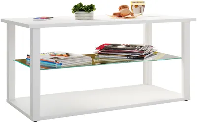 Immagine prodotto di Tavolino in legno con vetro di sicurezza ESG | Tavolino semplice | Dimensioni ca. H. H. 45 x W. 95 x D. 45 cm | Tavolino da salotto | Tavolino - Wanilo L