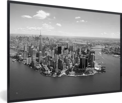 Produktbild von MuchoWow® MuchoWow® Gerahmtes Poster New York - Schwarz - Weiß 30x20 cm - Poster mit zchwarzem Bilderrahmen - Kunstdruck - Bild-Poster