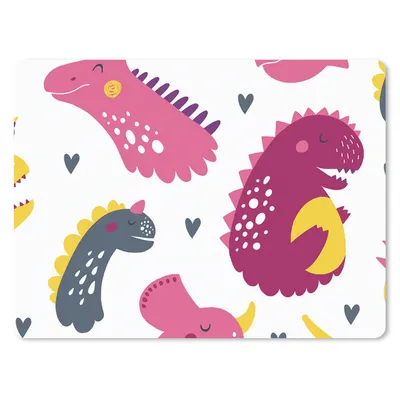 Produktbild von MuchoWow® Mauspad Mousepad Dino - Muster - Kind - Rosa - Mädchen 23x19 cm - Mousepads - Maus Mat - Pad - Mausunterlage - Schreibtischunterlage - Mauspad
