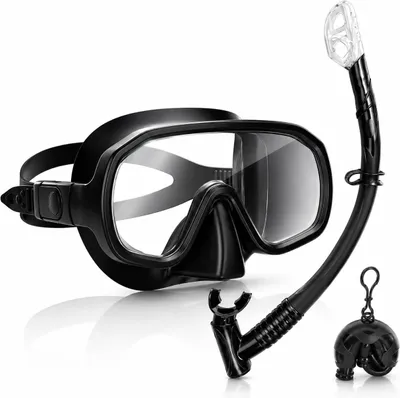 Obrázok produktu pre Šnorchlovací set s potápačskou maskou a suchým šnorchlom, na šnorchlovanie, čierna