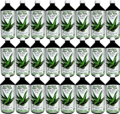 Produktbild von QueenRoyal Aloe Vera Trinkgel (24 Liter Sparpack) 99.55% Barbadensis Miller Blattgel unverdünnt KEIN Saft KEIN Konzentrat OHNE künstliche Vitamine.