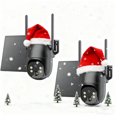 Image de 2 pièces 4G LTE caméra de surveillance extérieure solaire avec carte SIM 2K caméra de surveillance batterie sans fil sans WLAN 360° caméra extérieure couleur vision nocturne
