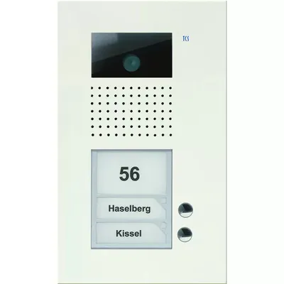 Produktbild von Video Außenstation Serie AVU mit 2 Klingeltasten (rechtsbündig), 1-spaltig, UP weiß TCS AVU14020-0019