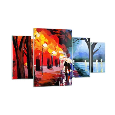 Produktbild von Bilder auf glas - Grafik Abbildung See Abend - 160x90cm - Glasbilder - Wandbilder - Kunstdruck - zum Aufhängen bereit - Wanddekoration aus Glas - Glas Bilder - Wandbild auf Glas - GDL160x90-3110